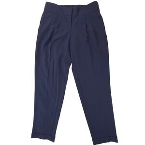Loft Marisa Ankle Pants Women's Size 2 Navy Blue Pleated Elastic Waist Corpcore